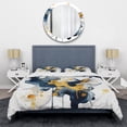 thumbnail image 3 of Designart "Strokes in Dark Blue and Gold XXII" Fractals Bedding Covert Set - Abstract Blue Modern Bed Set With 1 Sham, 3 of 6