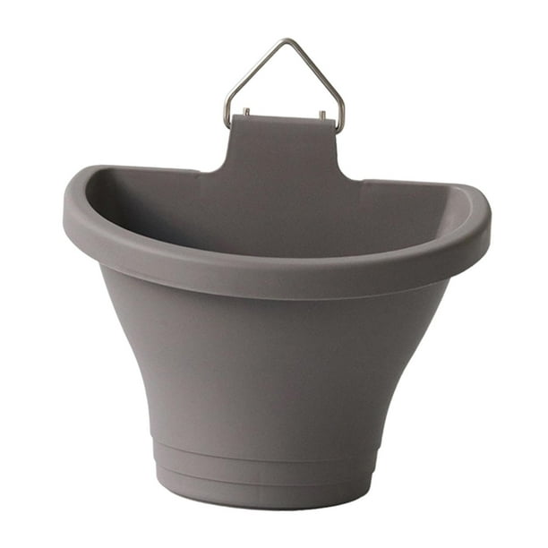 Maceta de pared, mini maceteros, para colgar en la pared, cesta para plantas de interior y exterior, macetero para valla, pared, oficina, patio. Gris oscuro