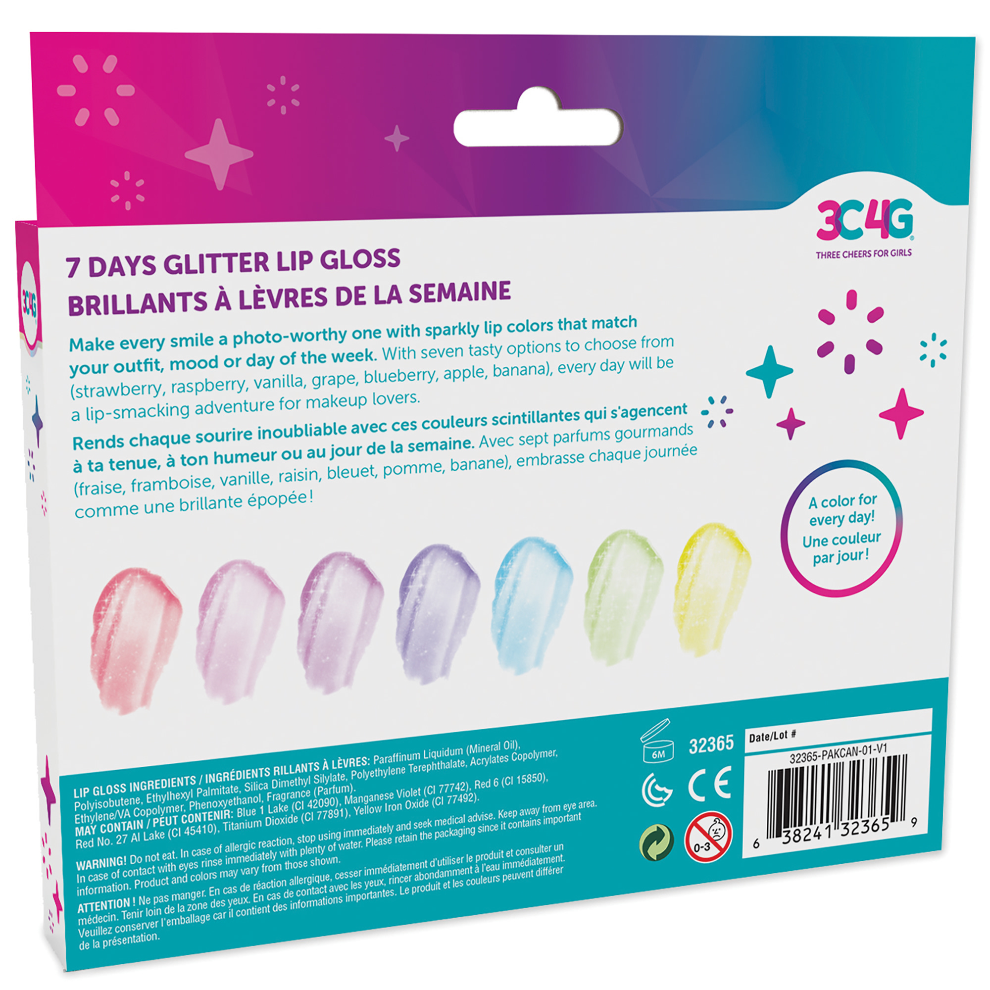 Three Cheers for Girls 7 Days Fruit Flavored Glitter Lip Gloss Set photo 3