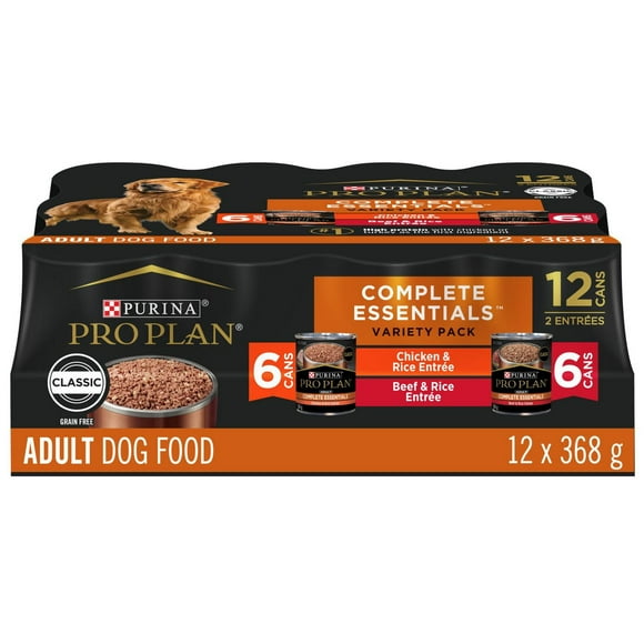Purina Pro Plan Complete Essentials Emballage assorti varié, Nourriture Humide pour Chiens, 368 g x 12