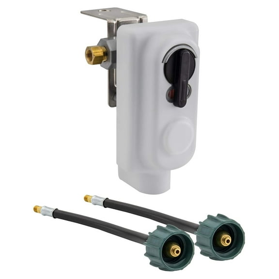 RV Propane Gas Regulator 2-Stage Auto Changeover | LP Dual Hookup (with 2-12" Pigtails)