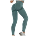 thumbnail image 1 of Pantalones de yoga elásticos de cintura alta para mujer - Leggings opacos con cintura en forma de V y efecto fruncido en los glúteos, 1 of 6