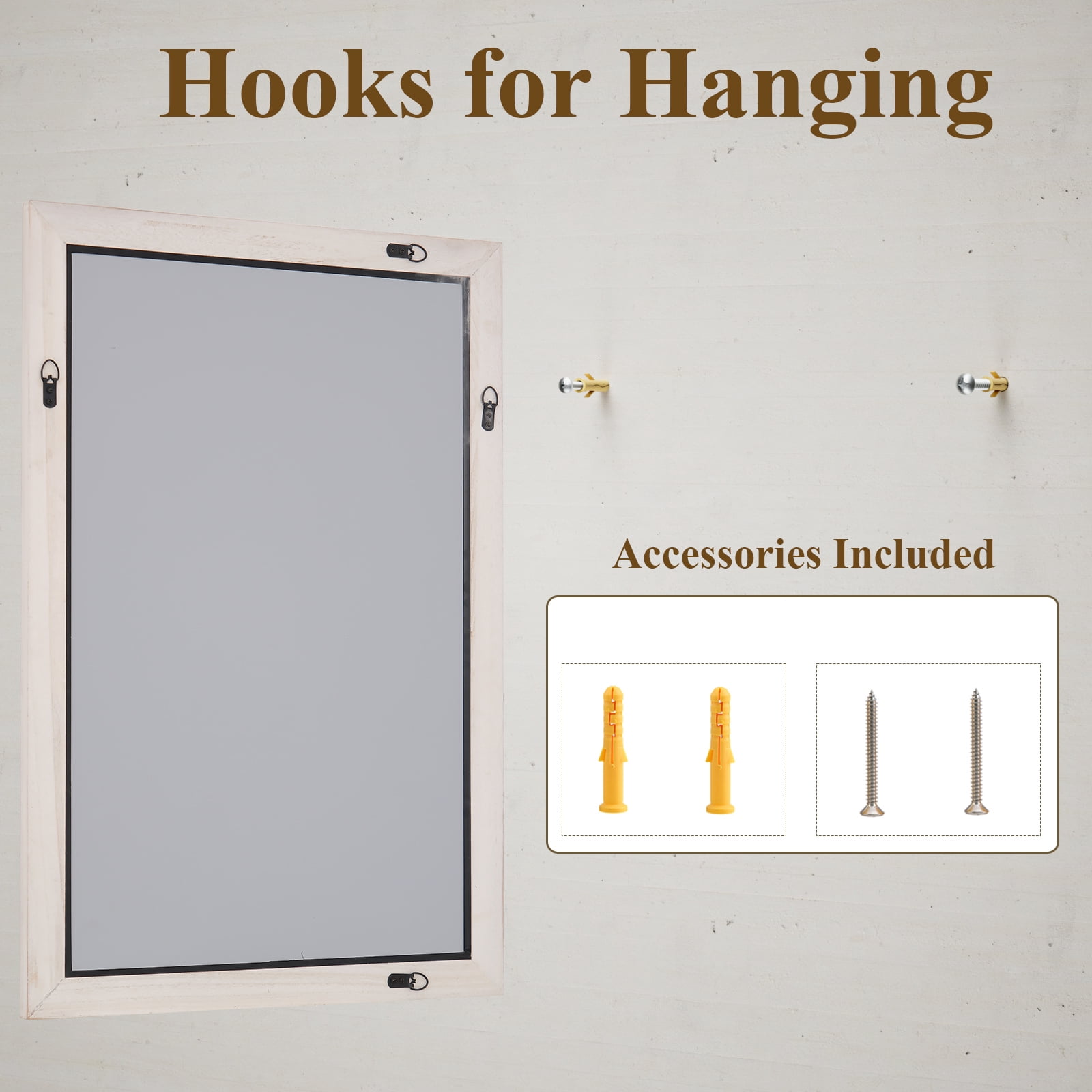 Easy4Home 40"x30" Rectangular Bathroom Mirror with Wooden Frame Decorative Wall Mounted Mirror, White