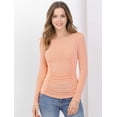 thumbnail image 4 of Blusa Acanalada De Manga Larga Con Cuello Redondo Allegra K Rosa XL, 4 of 6