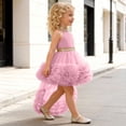 thumbnail image 7 of Flower Girls Dress High Low Wedding Dresses Gown with Bow Back Birthday Party Swing A-Line Dresses,3-4Years, 7 of 7