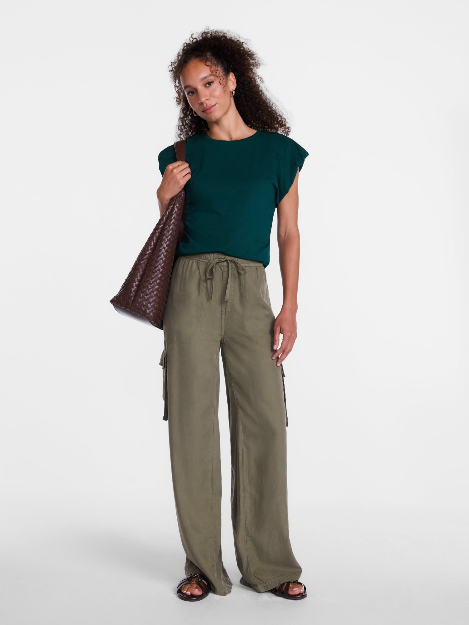 Scenario Women's and Women's Plus Tee with Short Bubble Cap Sleeves, Sizes XS-4X