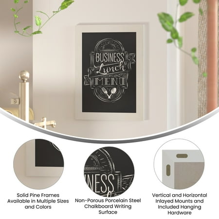 Alamont Home - Canterbury 18"W x 0.75"D x 24"H Magnetic Wall Mounted Chalkboard - Solid White