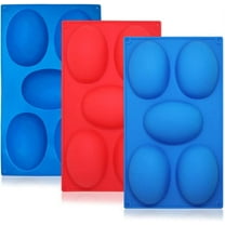 3 Packs 5 Cavities Easter Eggs Silicone Mold,SourceTon Baking Mold Cake Pan, Biscuit Chocolate Mold, Ice Cube Tray, Soap Mold