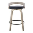 thumbnail image 5 of Grotto 26" Counter Stool Set (2) - Light Grey Wood & Black Faux Leather, Swivel, Metal Footrest - Modern Kitchen/Bar Seating, 5 of 6