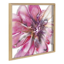 Kate and Laurel Blake Pink Blooms Framed Printed Acrylic Wall Art by Xizhou Xie, 24x24 Natural, Modern Abstract Bright Botanical Flower Art