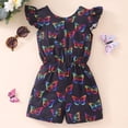 thumbnail image 3 of WIBACKER Summer Girls' Jumpsuit Kids Butterfly Print Crew Neck Romper Backless Sleeveless Stretchy Short, 3 of 12