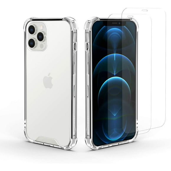 Amcrest Compatible Case for iPhone 12 Pro Max Case, Crystal Clear iPhone 12 Pro Max Case with 2 x Tempered Glass Screen