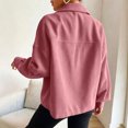 thumbnail image 5 of Womens Corduroy Button Down Jackets Fall Vintage Shackets Oversized Lapel Collar Solid Color Long Length Chest Pockets Trendy Casual Coat Pink S, 5 of 5