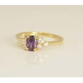 thumbnail image 4 of vylahjewellery Classic 10K Yellow Gold Wedding Ring Purple Oval Cut Moissanite Diamond Cluster Ring Vintage-Inspired Style February Birthstone Engagement Ring for Her, 4 of 6