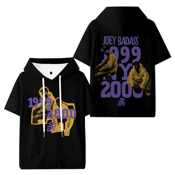 Joey Badass Hooded Short Sleeved Shirt Vintage 90s Tshirt Womens Men Hip Hop Hoody
