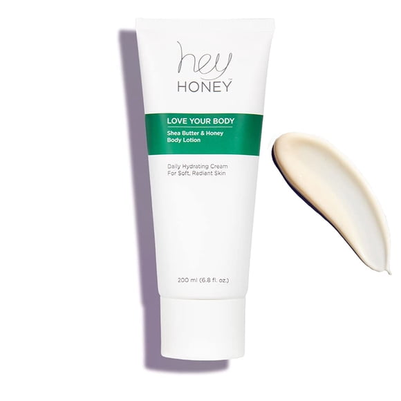 Hey Honey Skincare Love Your Body Loción corporal con manteca de karité y miel | Hidratante para todo el cuerpo para piel seca, suaviza y repone mientras proporciona un brillo natural y elasticidad de