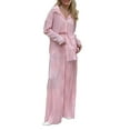 thumbnail image 2 of KOMOO Womens 2Piece Casual Outfits Pleated Button Blouses Wide Leg Pants Sets Loose Loungewear Suits, 2 of 9