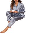 thumbnail image 2 of Pyjamas Set for Womens Silk Satin Nightwear Button Down Ladies Pyjamas Leopard Print Sleepwear 2Pcs PJ Set, 2 of 5