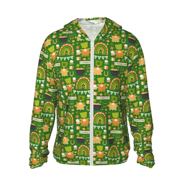 Fotbe traditional Irish colours Chaqueta con Protección Solar UPF 50+ para Hombre y Mujer, Camisa con Capucha y Bolsillos-Large