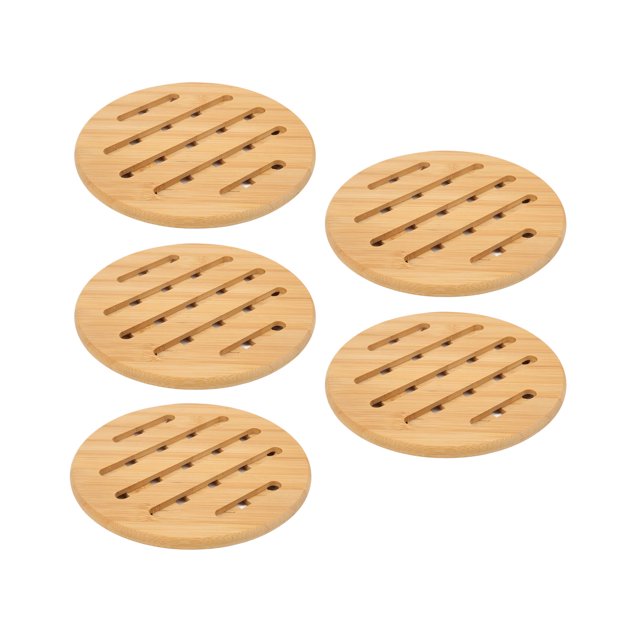 Bambú 5 Uds. Tapete De Bambú Para Mesa, Salvamanteles De Bambú, Tapete Para Olla, Resistente Al Calor Para Platos Calientes, Olla, Tazón, Tetera