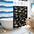 thumbnail image 5 of No Hook Shower Curtain, Black Dinosaur Shower Curtains for Bathroom with See Through Top Window, Vintage Letters Farm Animals Waterproof & Washable Bath Curtain Narrow 54"x78", 5 of 9