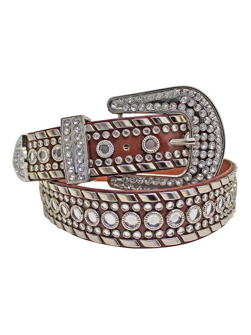 White Rhinestone Studded Western Belt For Women Size XX-Large