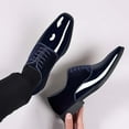 thumbnail image 4 of Tawop Men Dress Shoes Clearance Faux Leather Casual Comfy Fashion Lace Up Oxfords Blue Size:5.5, 4 of 9