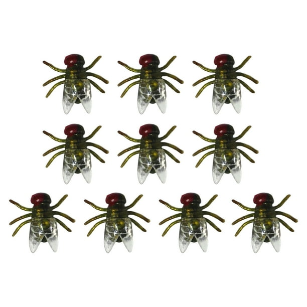 10 piezas de moscas de simulación, accesorios para insectos, juguete de broma, moscas de juguete para fiesta Verde