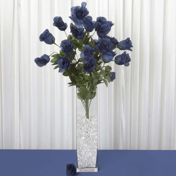 4 Bushes | 96 Pcs | Navy Blue | Large Rose Buds Real Touch Artificial ...