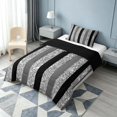 thumbnail image 2 of Homewish Geometric Stripe Twin Comforter Sets, Glitter Sequin Bling Print Bedding Set, Black Gray, Black Reversible, 2pcs 1 Comforter and 1 Pillowcase, 2 of 6