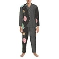 thumbnail image 4 of Mens Pajamas Set - Vinyl Records Comfy Long Sleeve Button Up Pajama Sets for Men 2 Piece, Soft Sleepwear Nightwear Pjs Lounge Sets for Men with Pockets, 4 of 5