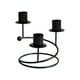 thumbnail image 2 of Candelabros curvos de 3 cabezas para decoración de mesa | Elegante centro de mesa de candelabro de metal | Decoración romántica para cenas de Navidad y bodas | Candelabro de hierro dorado y negro, 2 of 5