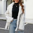 thumbnail image 4 of Penkiiy Women's Medium Lapel Faux fur Jacket Shaggy Coat Warm Outerwear Cardigan Faux Fur Coat Gray, 4 of 7