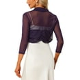 thumbnail image 3 of MODA NOVA Junior's Semi Sheer Elegan Long Sleeves Bolero Shrug Tops, 3 of 5