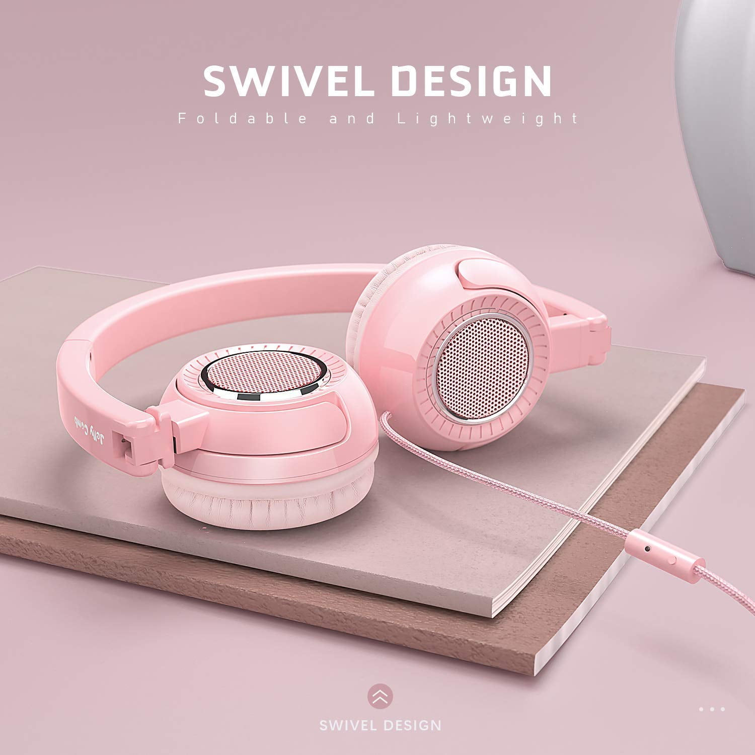 On Ear Headphones Foldable Portable Earphones with Microphone, Over Ear