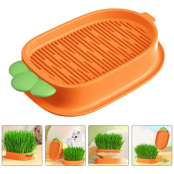 Amosfun Creative Cat Grass Box Catnip Planting Box Orange Plastic 1Pcs