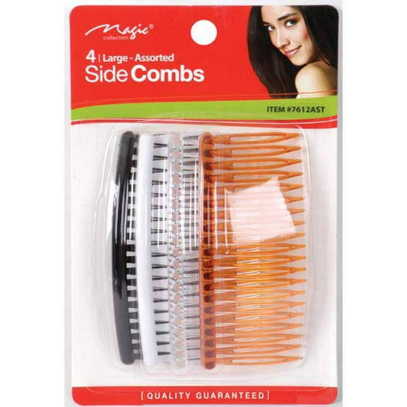 BEAUTY COLLECTION - Large Side Comb 4" 4PCs ASSORTED