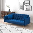 thumbnail image 4 of 71" Convertible Loveseat Sofa, American Vintage Grey Velvet, 2-Seater Couch Bed with Adjustable Backrest for Small Living Room Bedroom Office, Blue, 4 of 6