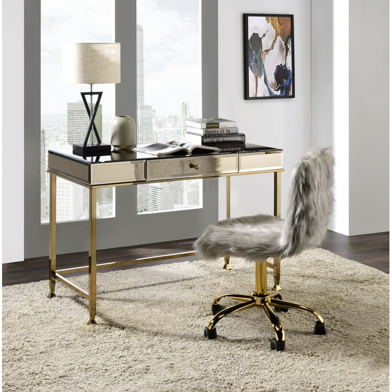 ACME Canine Writing Desk in Smoky Mirrored and Champagne