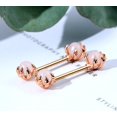 thumbnail image 3 of Glaciersei 14G Nipple Rings, 316L Surgical Steel Nipple Piercing Jewelry, 2Pcs Pink Opals Surrounded, 3 of 5