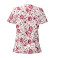 thumbnail image 3 of Goofa Rose Flowers Pattern Womens Deep V Neck Low Cut Tops Casual Summer Short Sleeve Ribbed Knit T-Shirts-Small, 3 of 5