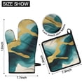 thumbnail image 6 of Teal Gold Marble Kitchen Oven Mitt and Pot Holder Sets 2 Pcs for Baking, Cooking and Grilling, Heat Resistant Up To 392 °F, 6 of 7