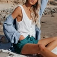 thumbnail image 6 of Silver Linen Shorts Women's Fashion Casual High Waist Pants Straight Leg Sports Casual Loose Shorts, 6 of 6