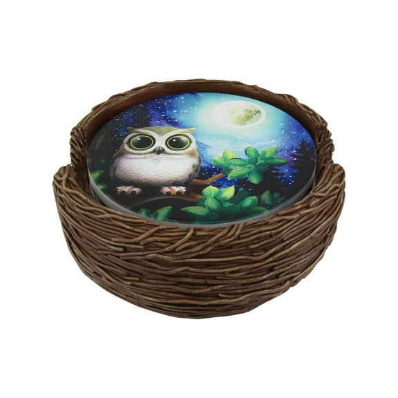 DWK Moonlight's Guest Owl Coaster Set of 4