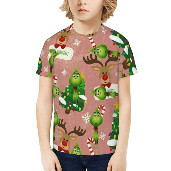 The Grinch Kids T-Shirt 3D Printed Graphic T-Shirts Boys and Girls Short Sleeve Shirts for Youth Kids X-Small