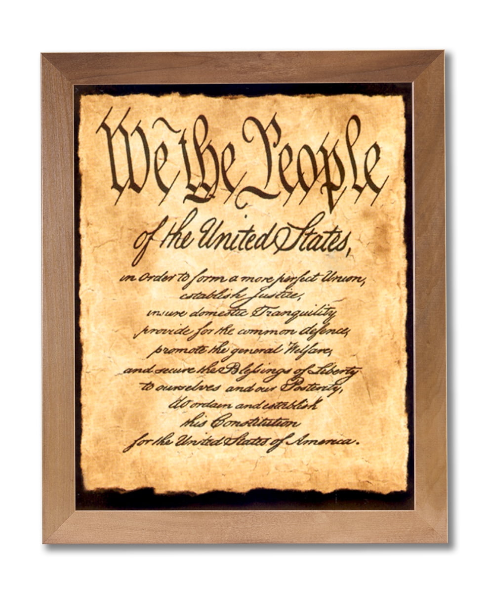 The Constitution We The People Preamble Wall Picture Honey Framed Art