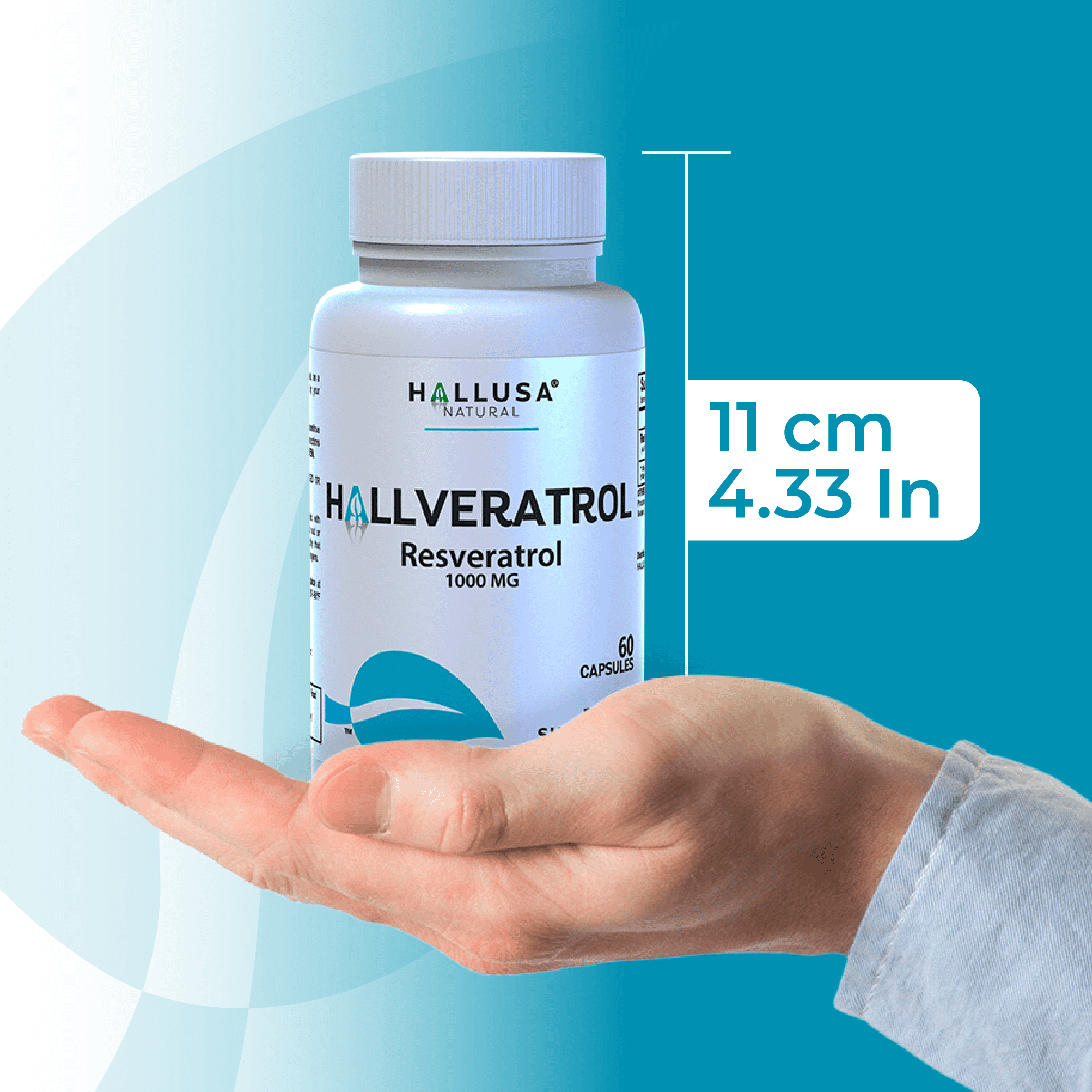HALLUSA NATURAL Resveratrol Supplement, 1000mg, 60 Capsules, Non-GMO, Polyphenol Powder
