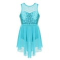 thumbnail image 3 of Mufeng Robe Sans Manches à Sequins Croisés pour Filles, Justaucorps de Ballet Lyrique, Robe de Danse Moderne, Bleu Clair 12, 3 of 6