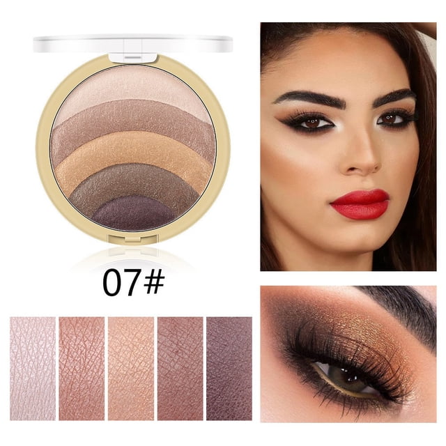 EGNMCR Blush Five Color Baking Powder Eye Shadow Repair Highlight Integrated Eye Shadow Fine Shiny Lazy Powder Blusher 10g A canmake