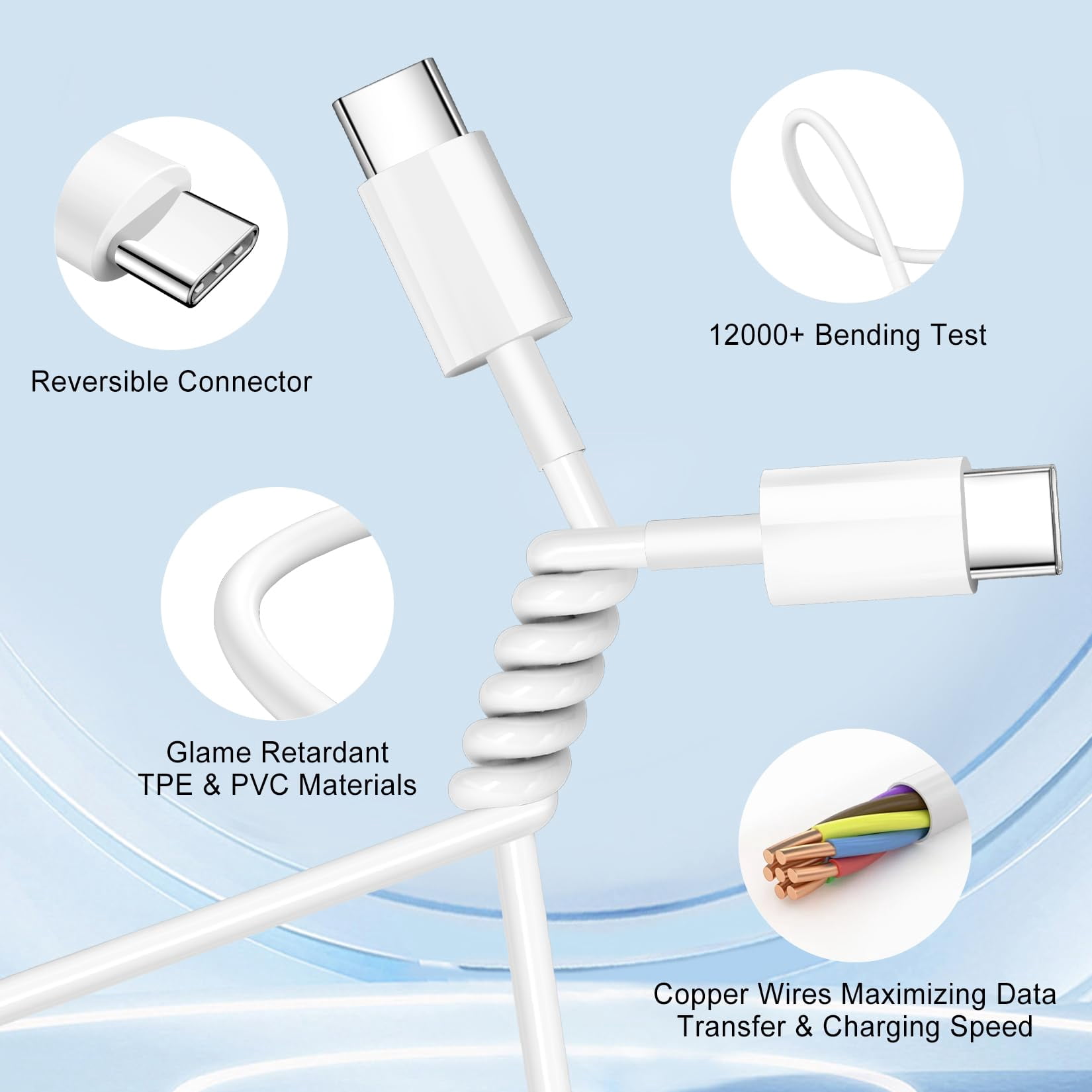 LujingZ Dual Port A/C Charger, 2 - Pack with 6FT Type C Cables, Compatible for iPhone 17/16/15 Series